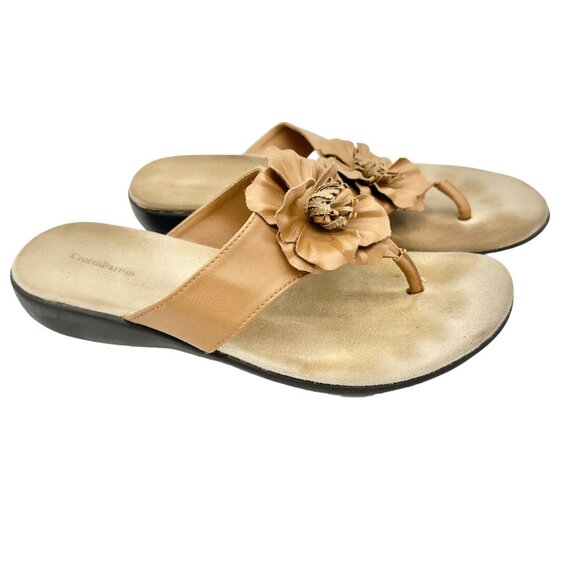 Croft & Barrow Womens Sandals 9.5 Medium Tan Flower Summer - Picture 4 of 7